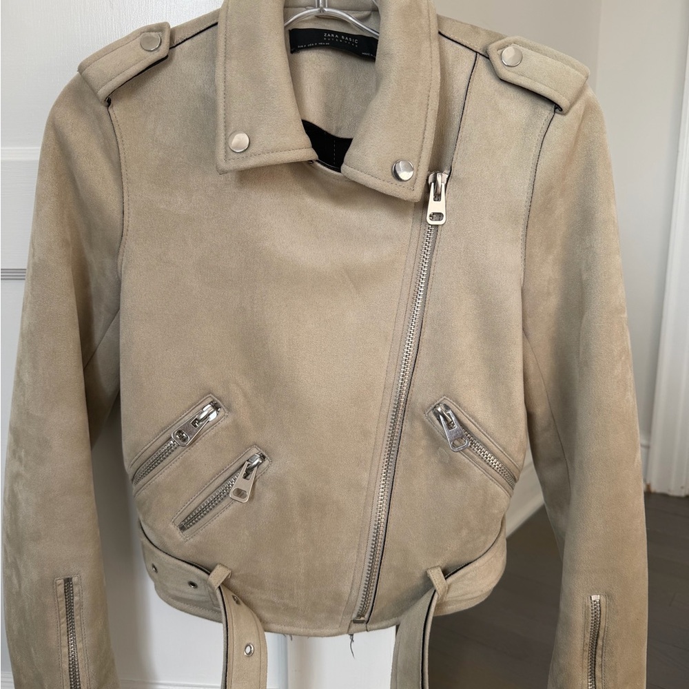 Zara Faux Suede Moto Biker Jacket
